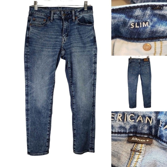 American Eagle AE Mens Slim Next Level Airflex Blue Jeans Sz 28 X 28 Skate